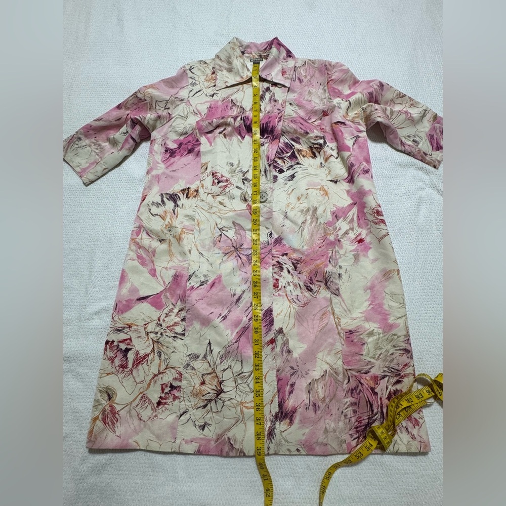 Marina Rinaldi Size 21 Floral Viscose/Cotton Blend Duster 3/4 Sleeve Coat Lined - Picture 13 of 16